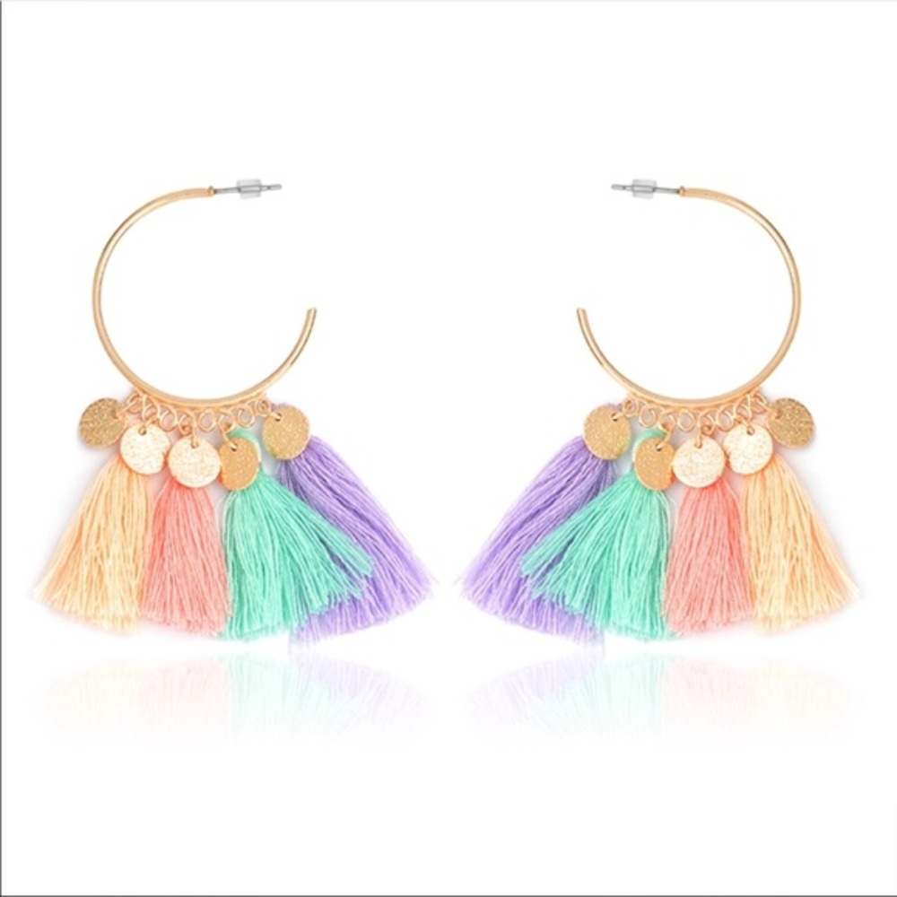 Geometric Tassel Earrings Charm Summer Jewelry - Picture 2 of 3